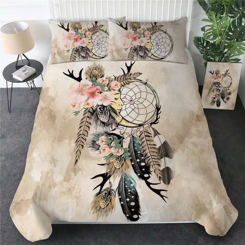 Постельное белье Outlet Moon Dreamcatcher, комплект постельного белья, Королевский размер, перья, пододеяльник, белый комплект постельного белья, красивое постельное белье, 3 шт - Цвет: 4