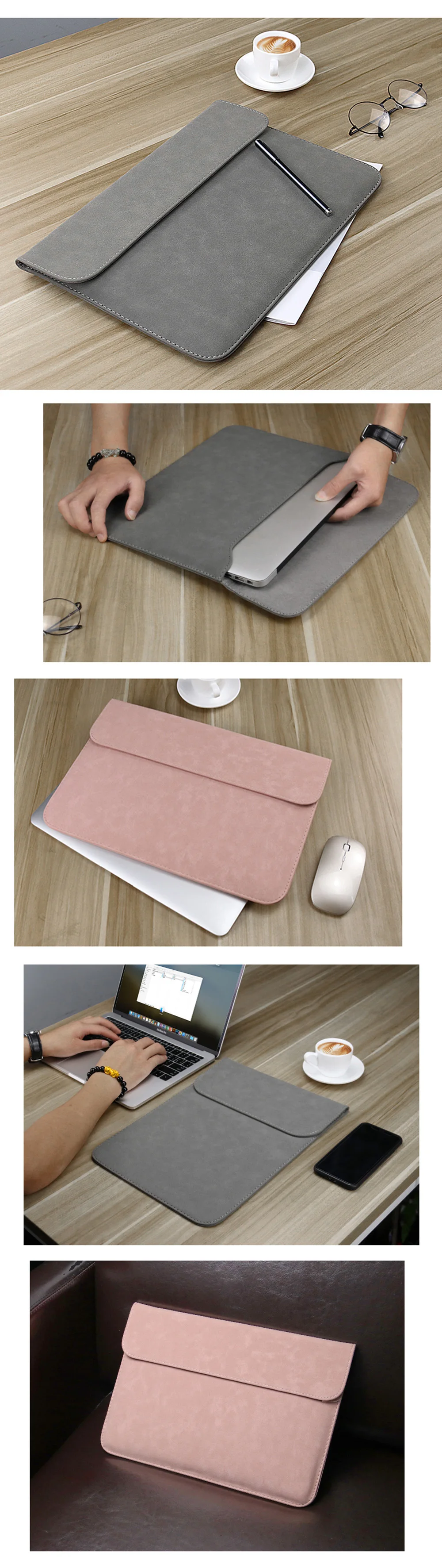 Portable PU Laptop Sleeve Bag Notebook Handbag Case For Macbook Air Pro 11 12 13 Retina New Pro 13.3 15.4 Touch Bar Cover