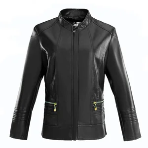 Новинка, кожаная женская куртка среднего и старшего возраста, женские короткие тонкие кожаные куртки с локомотивом, осенне-весеннее пальто большого размера