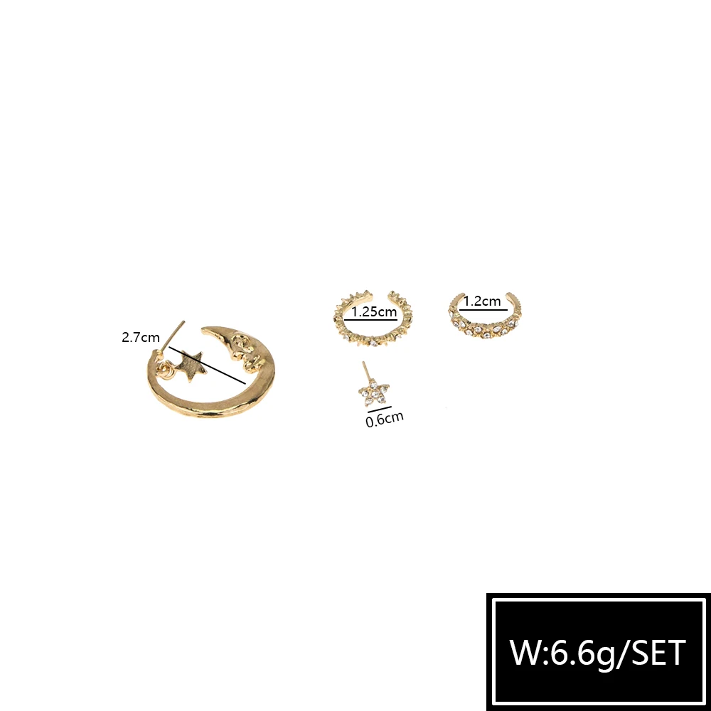 4 шт./компл. набор серег золотистого цвета луна звезды сережек для женщин