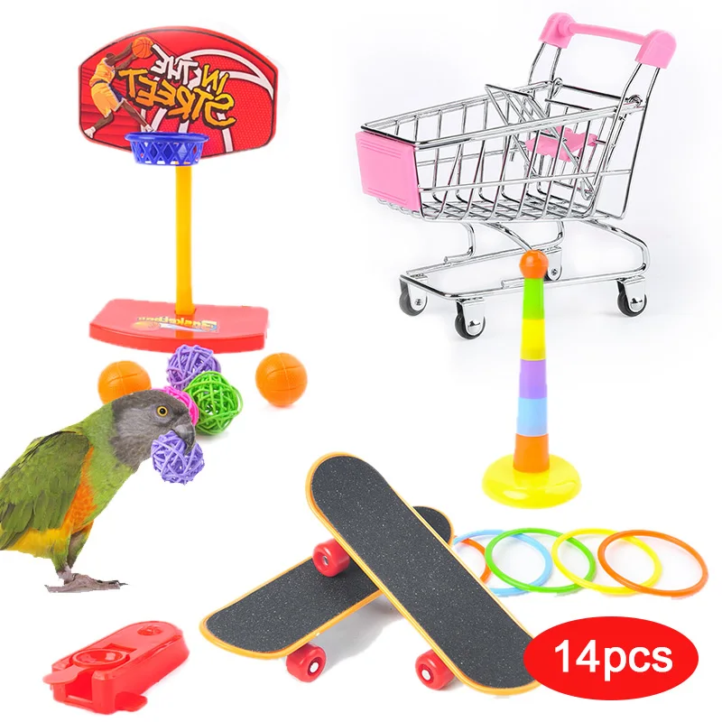 Смешная птица попугай набор игрушек для активного отдыха питомец баскетбольный