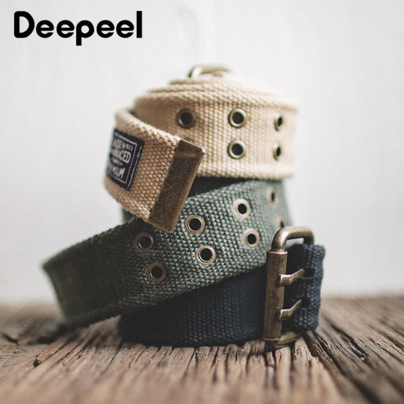 Deepeel 1 шт. 105 см мужской ремень с двойной пряжкой Холщовый пояс военные инструменты
