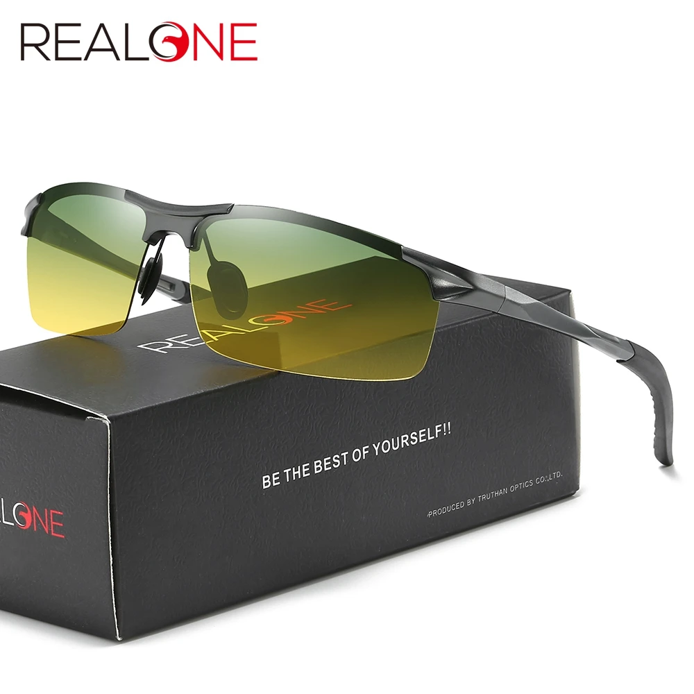 Мужские алюминиевые спортивные очки для вождения дневного и ночного видения