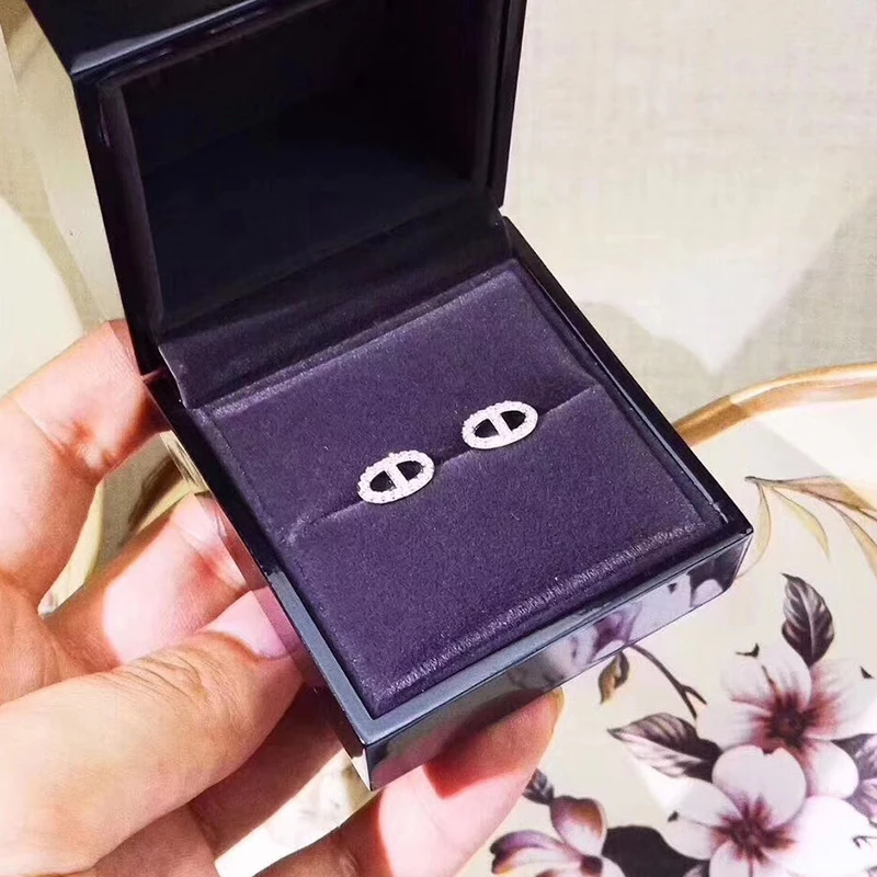 Женские серьги гвоздики из серебра 925 пробы с фианитом|Серьги-гвоздики| |