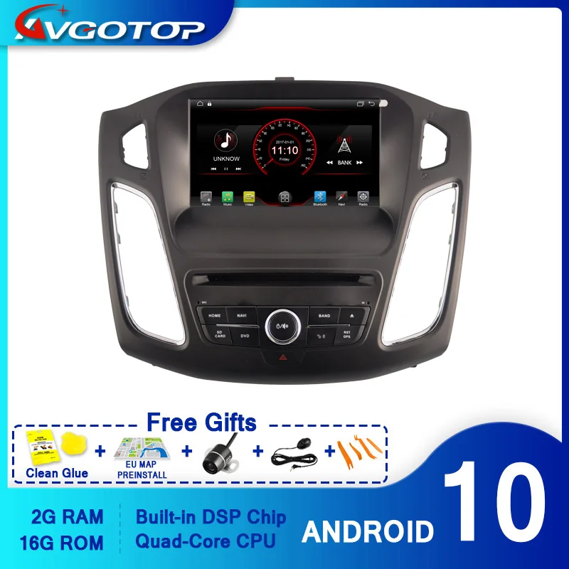 AVGOTOP Android 10 WINCE Bluetooth GPS автомобильный радиоприемник DVD плеер для FOCUS 2012 2013 2014 2015 2 ГБ