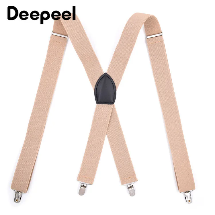 

Deepeel 3.5*120cm Men Suspender Stretch Straps 4 Clip Buckles Braces Male Adjustable Work X-Shape Jockstrap for Suit Pants Jeans