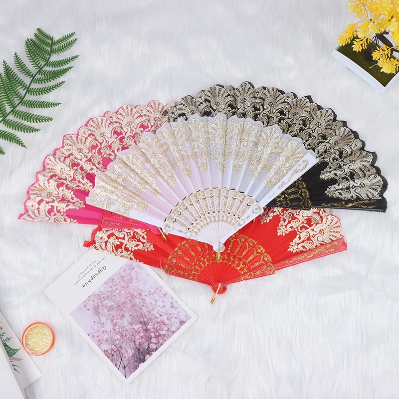 

Испанский стиль, веер для танцев, свадьбы, шелковая кружевная веер, складной веер с цветами, веер для памятных танцев