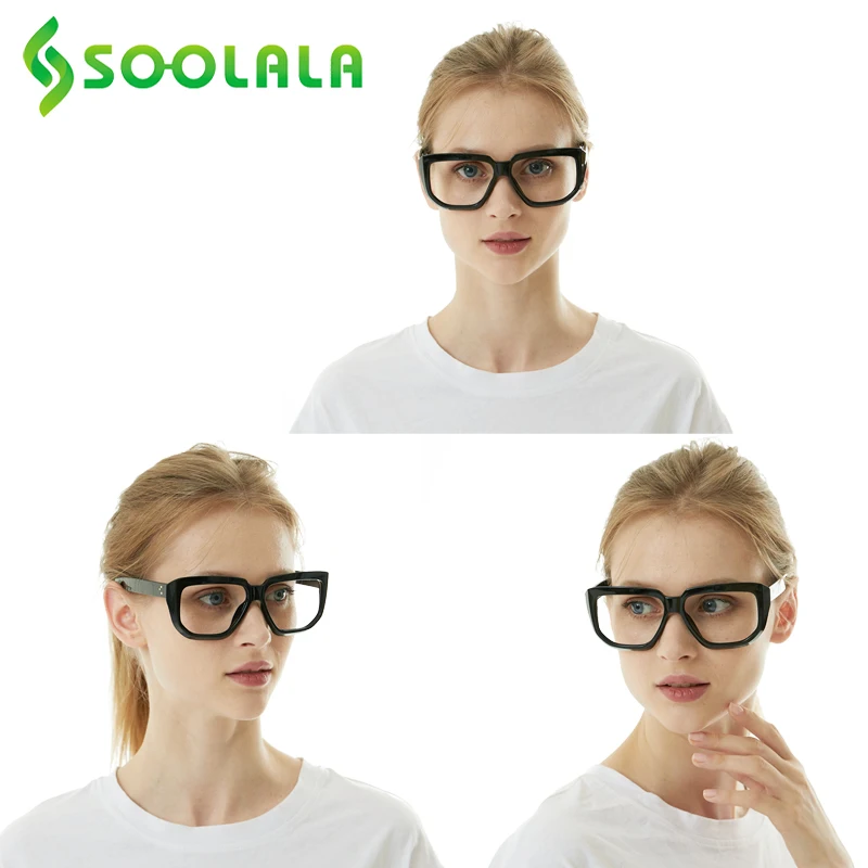 

SOOLALA Square Reading Glasses Women Wide Eyeglasses Frame Woman Presbyopia Farsighted Reading Glasses 0.5 0.75 1.0 to 3.0 4.0