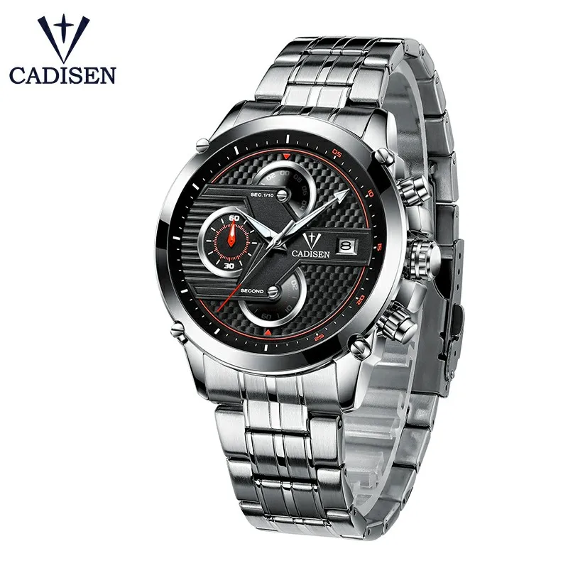 Часы наручные CADISEN Мужские кварцевые брендовые Роскошные водонепроницаемые