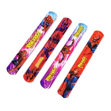 12PCS Kids Happy Birthday Party Favor Mickey Mouse Minnie Princess Spiderman Slap Bracelet Toy Party Gift Souvenir Cute Giveaway