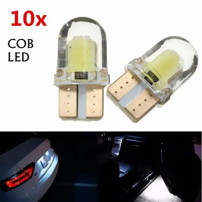 10 шт./лот T10 W5W COB 8 SMD светодиодная Автомобильная лампочка Canbus кремнезема яркая