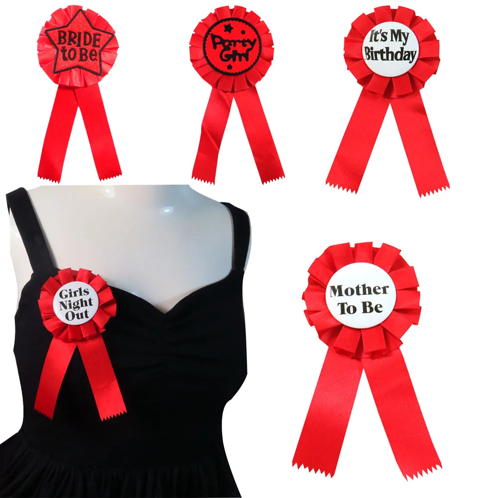 Красная лента значок блестящее сердце Кнопка Подружка невесты девичник вечерние