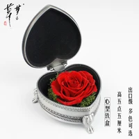 preserved flower gift box rose heart metal jewelry box mothers day valentines day gift box