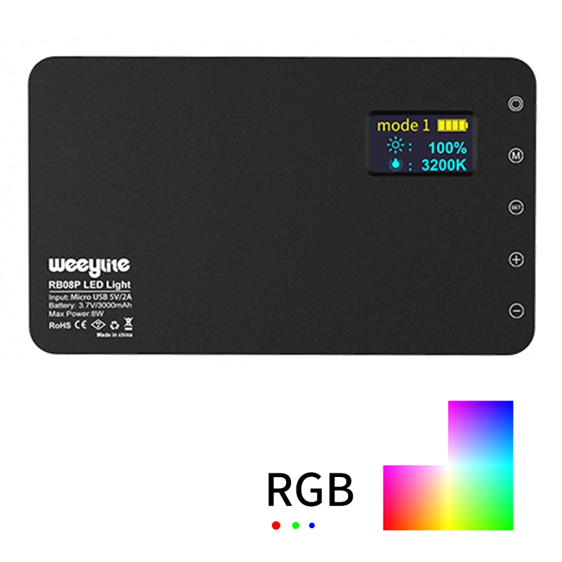Светодиодный мини светильник VILTROX Weeylife RB08 RB08P RGB 2500K 8500K для видеосъемки встроенный