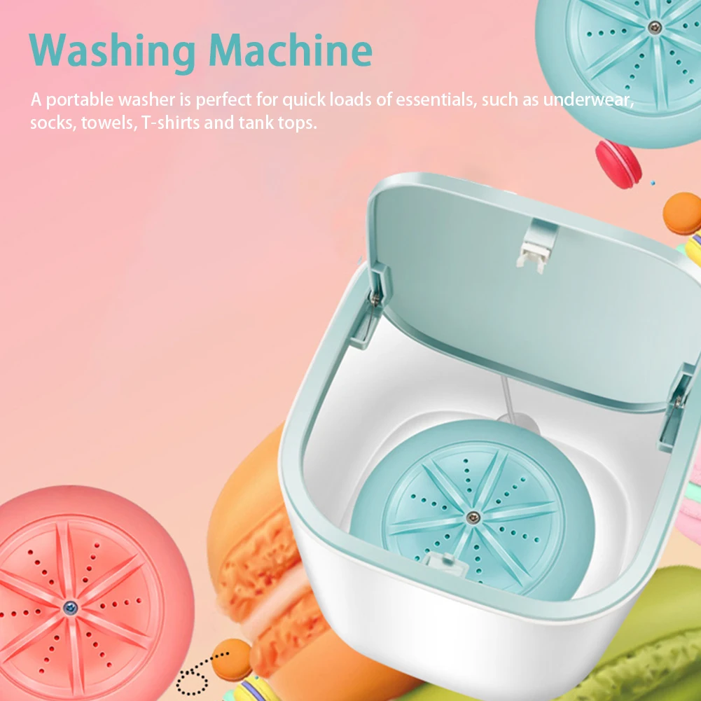 

Mini Portable College Rooms Turbo Washing Machine USB Cable Personal Business Trip Cleaning Dorms Electric Ultrasonic ABS