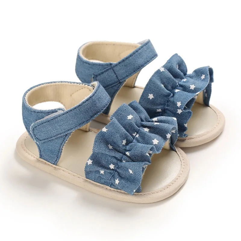 

Baby Soft Bottom Girls Casual Sandals Floral Print Anti-Slip Shoes Newborn Walking Shoe Toddler Soled First Walkers