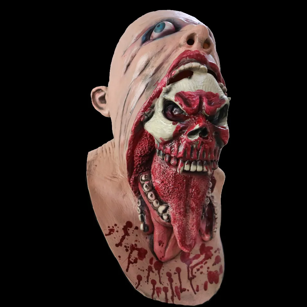 Вечерние праздничные товары латексная маска на Хэллоуин ужасающая с шапкой для