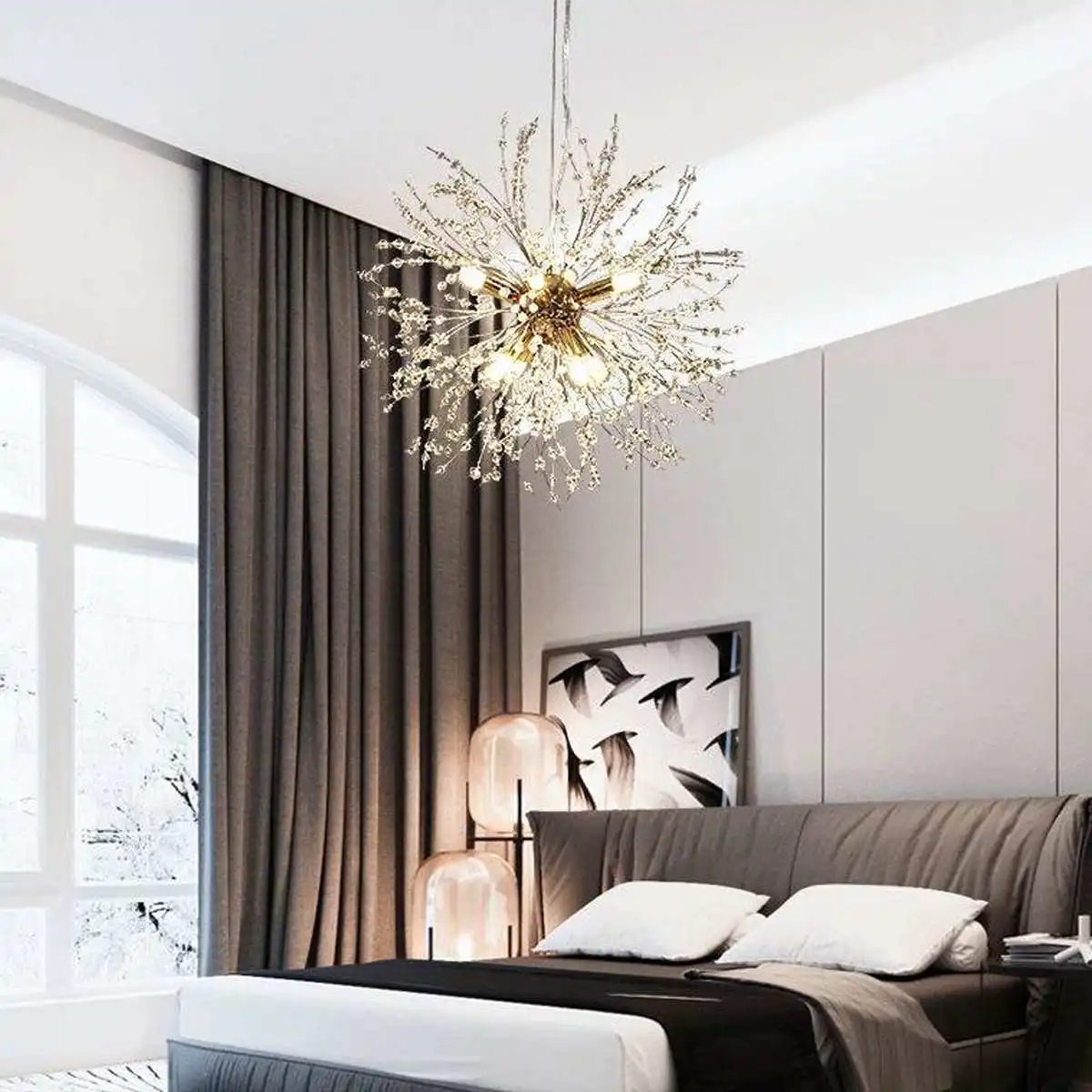 Светодиодный светильник с 8 головками в скандинавском стиле белым