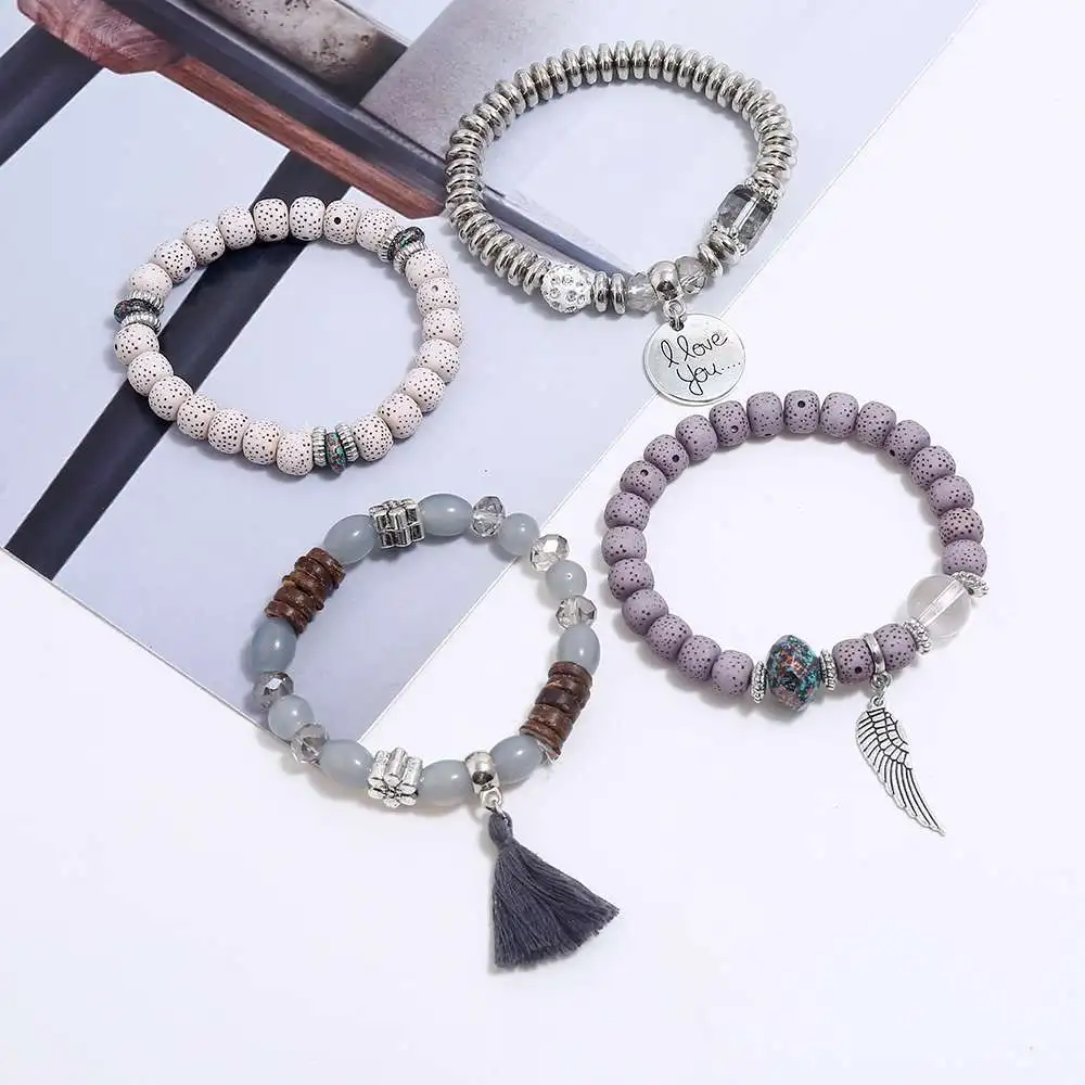 Лидер продаж 2019 модный браслет с бусинами из натурального вулканического камня