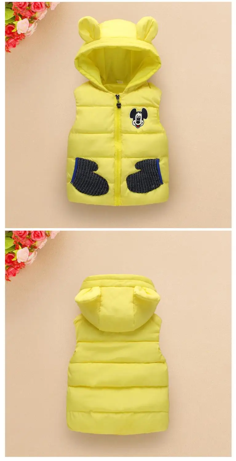 Микки Маус Для мальчиков и девочек Хлопковое пальто Детская Парки жилетка с