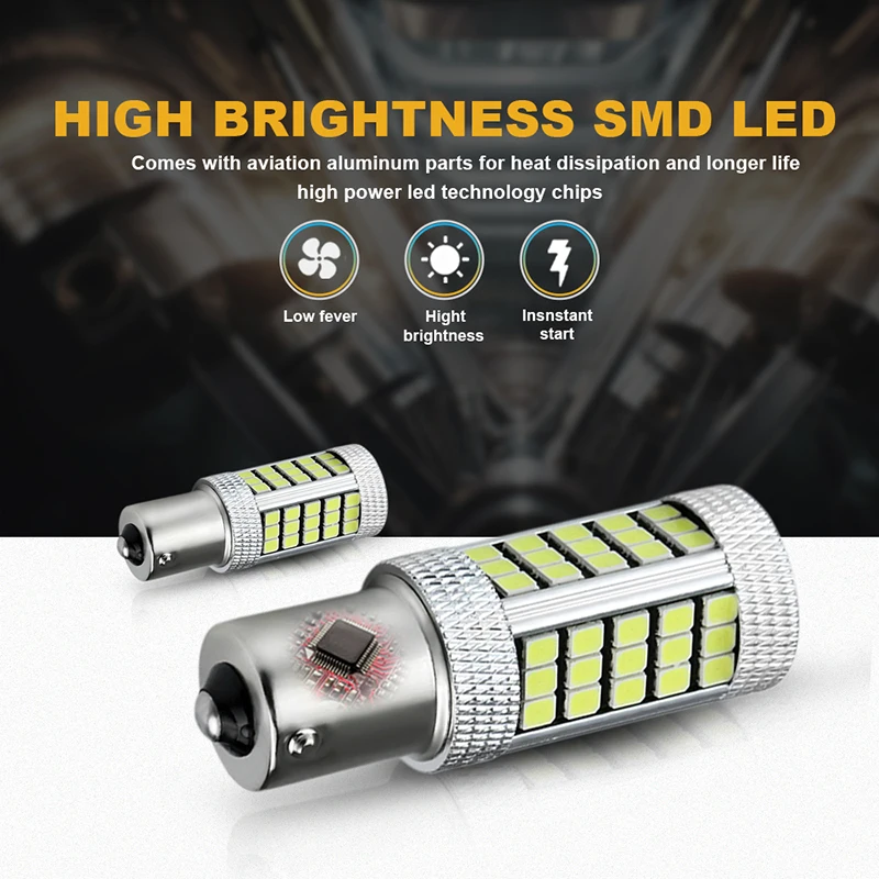 2 шт. Автомобильные светодиодные лампы 2835SMD BA15S PY21W 1156 P21W R5W 12 В | Автомобили и
