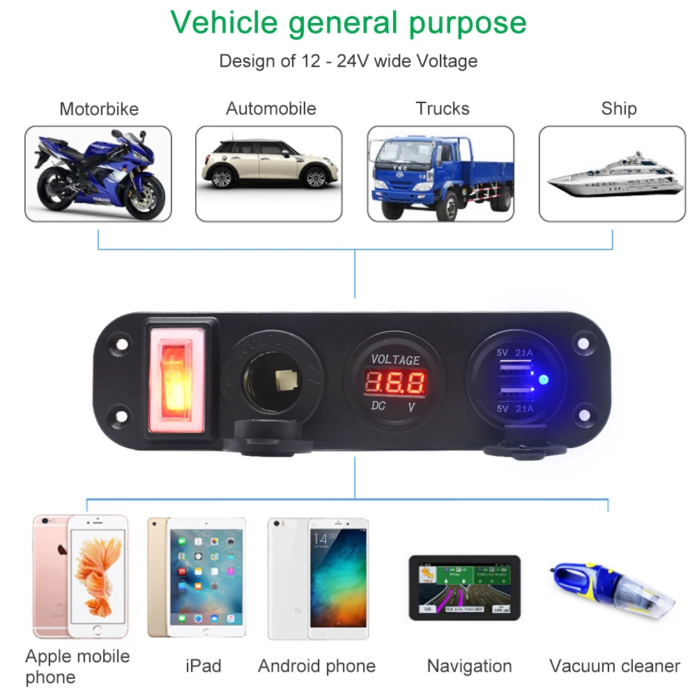 Автомобильный USB прикуриватель цифровой вольтметр зарядное устройство с двумя