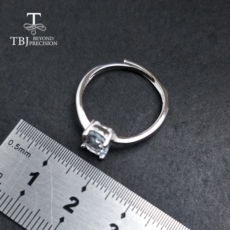 TBJ, модное маленькое кольцо с натуральным бразильским аквамарином из серебра 925 пробы, драгоценный камень, ювелирные изделия для женщин и девушек в подарок