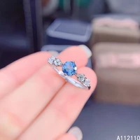 fine jewelry 925 sterling silver inlaid with natural gemstone luxury fashion round blue topaz womens ol style ring support dete