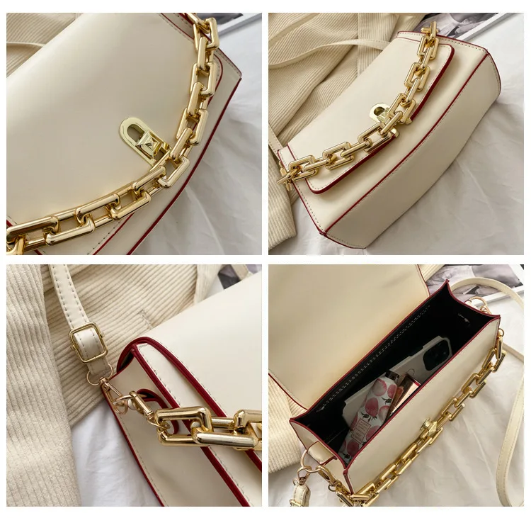 

Women's Bag 2021 New Korean Fashion Retro Fashion Simple Single Shoulder Bag Cross Link Chain Portable Small Square Bag