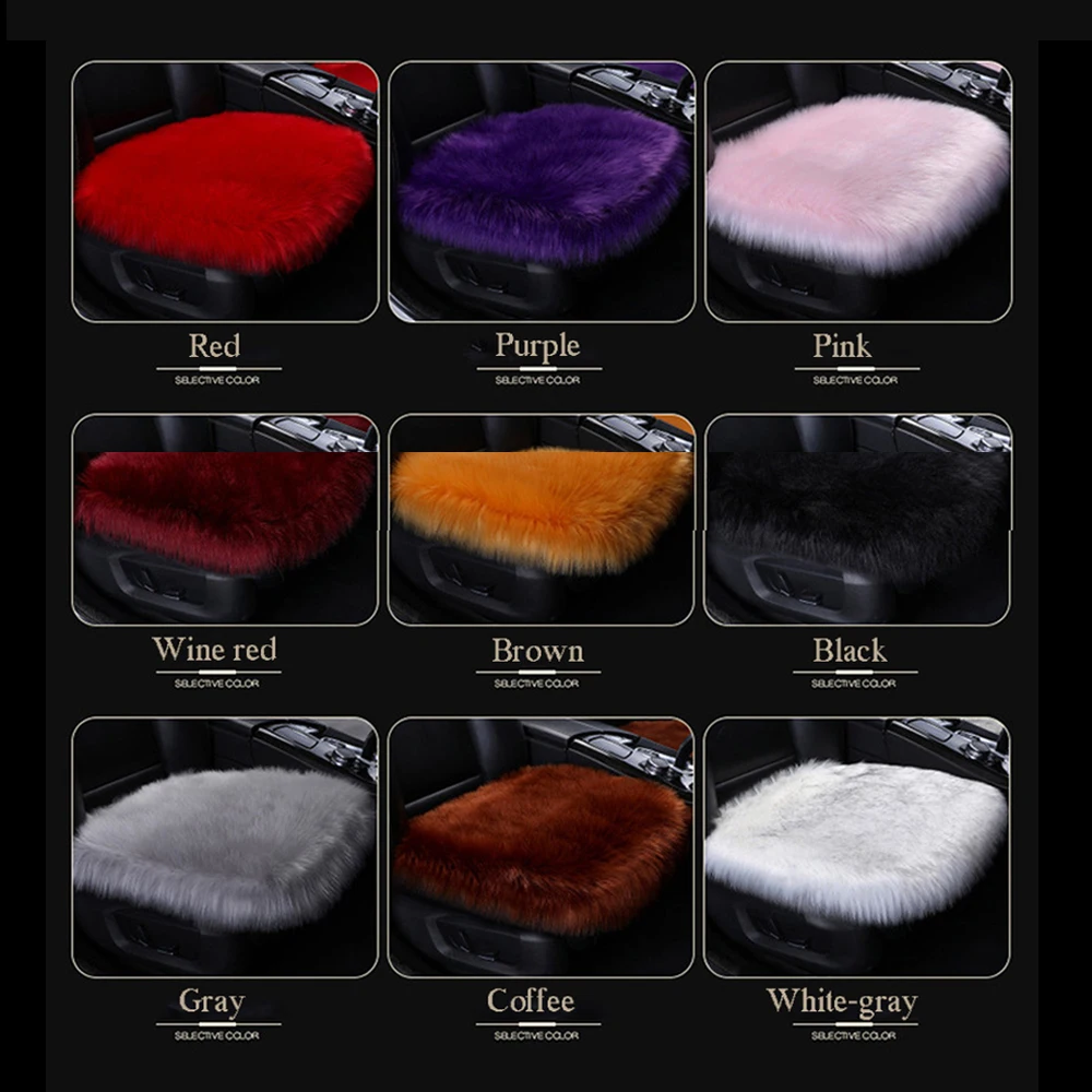 

2020 Universal Winter thickened Plush protection Car Seat Cushion Single Square Pad non-slip warmth Seat Cover Car Mats coffee
