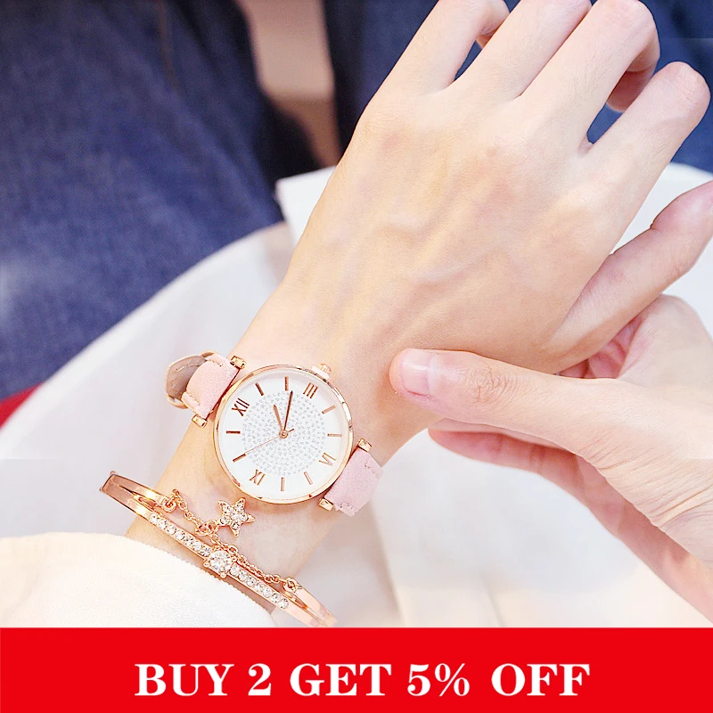 Модные женские кожаные часы повседневные Дамские Кварцевые наручные роскошные