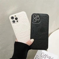 luxury fashion case for iphone 13 12 11 pro max mini x xr xs max 7 8 plus case soft leather astronaut protective back cover