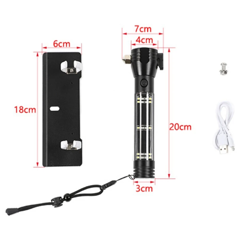 

Car LED Flashlight Solar Power Emergency Multifunctional for Jeep Wrangler JL 2018-2020