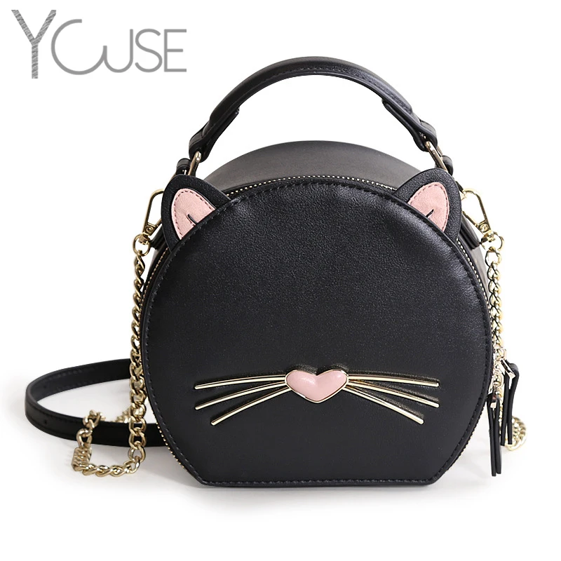 YOUSE 2021 милая дизайнерская сумка через плечо с мультяшным котом для женщин круглая