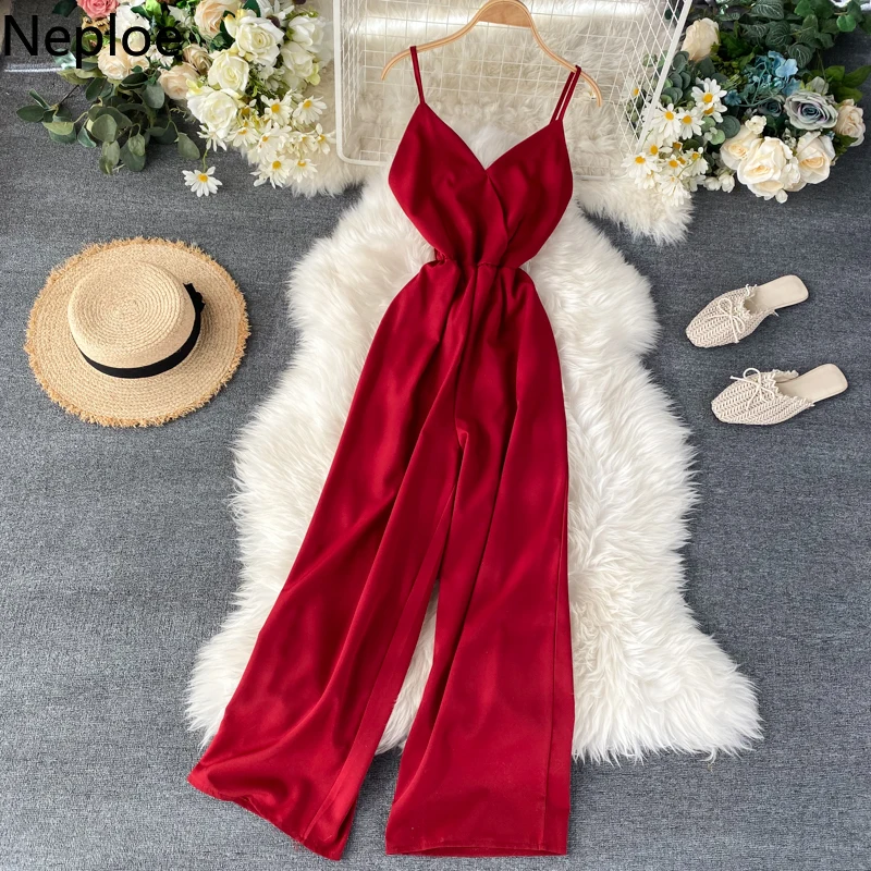 Женский комбинезон без рукавов Neploe с V образным вырезом облегающий пикантный