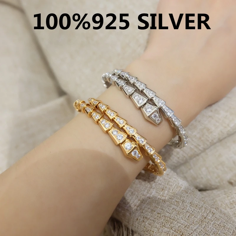 Браслет из розового золота с инкрустированными бриллиантами 925 стерлингового