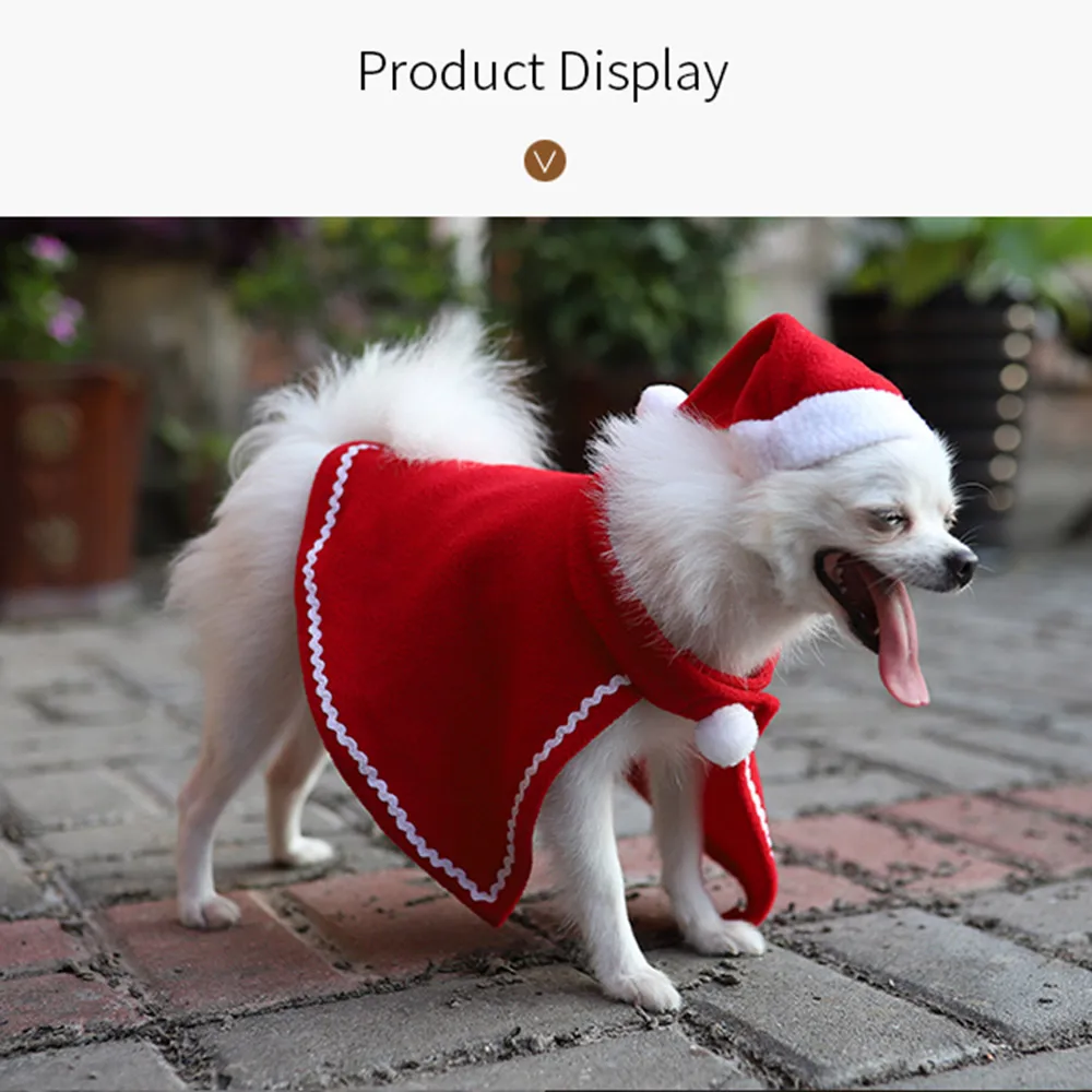Рождественский костюм для животных милая собака кошка шляпа плащ комплект