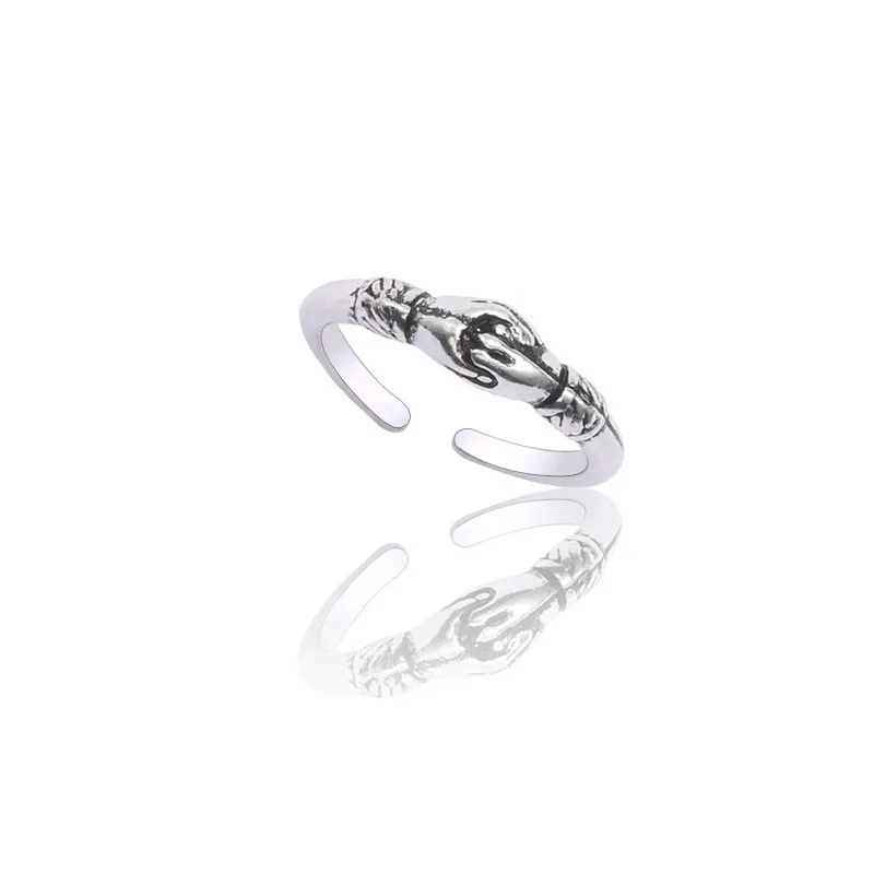 

Retro Handshake Ring Hip Hop Ring Personality Men And Women Adjustable Jewelry For Men And Women Gifts Everyday Wear
