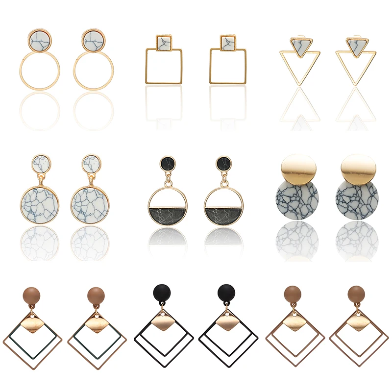 Новые модные Эффектные серьги для женщин с белыми/черными натуральными камнями