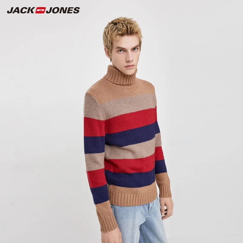 JackJones Для мужчин в контрастную полоску с высоким горлом элегантный дизайн шерстяной свитер Для мужчин Клянемся | 219425508 от AliExpress RU&CIS NEW