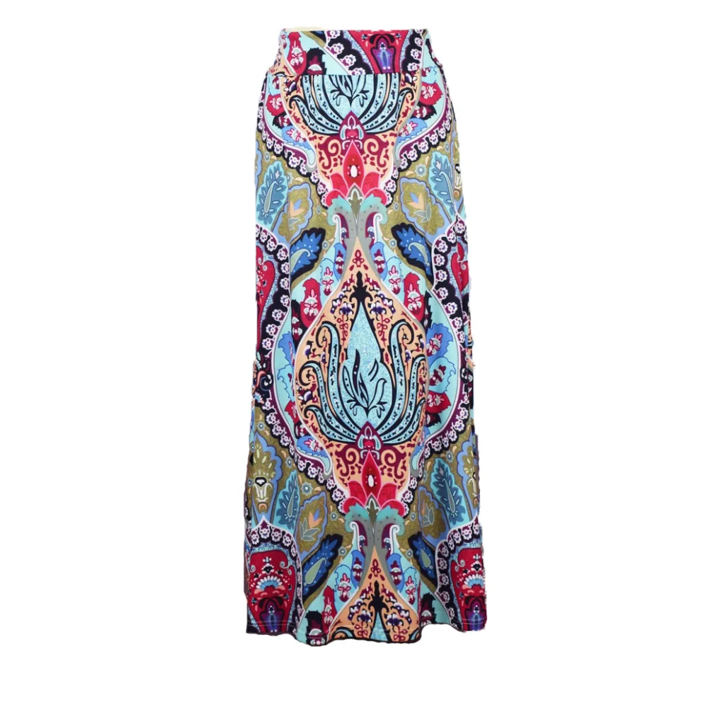 

Women Casual Long Skirt Print Loose Big Hem High Elasticity Waist Beach Seaside Bohemian Style Sunshine Summer 2021 New Hot