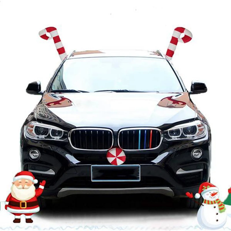 

Car Reindeer Antlers & Nose, Holiday Car Window Antlers and Red Nose Christmas Car Decorations with Jingle Bell 2 Sets