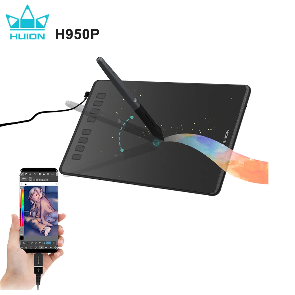 Huion Ultralight Comprimidos Gráficos H640p H950p Tablet Digital Desenho Caneta Tablet Tablet com Bateria-livre Stylus para o Telefone Android do pc Mesa Digitalizadora