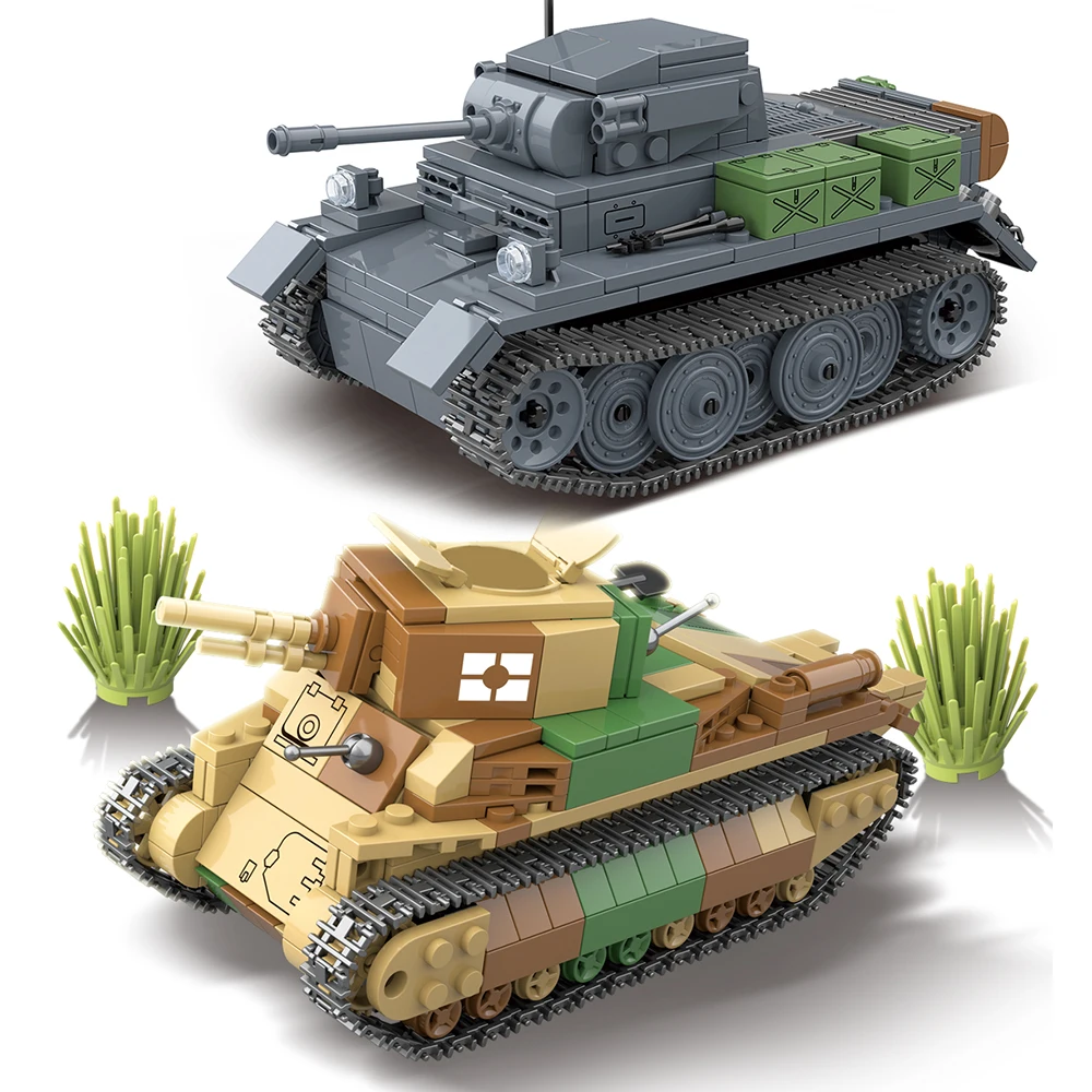 

Military Tank Type 89 Medium Light Tank Luchs VK1303 Building Blocks WW2 Soldier Police Army Weapons Bricks Children Toys Gifts