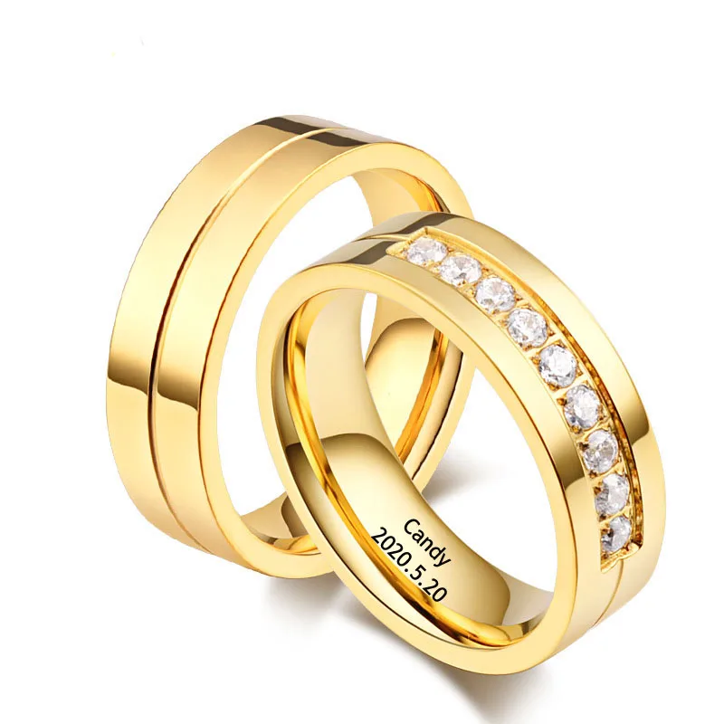 2019 модные обручальные кольца для женщин и мужчин, стразы, обручальные кольца из нержавеющей стали, ювелирные изделия для помолвки на годовщ...
