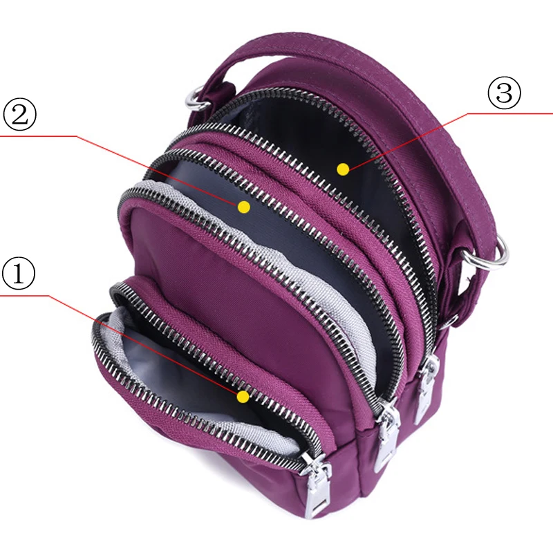 Трехслойная модная мобильный телефон сумка на молнии маленькая плечо для женщин