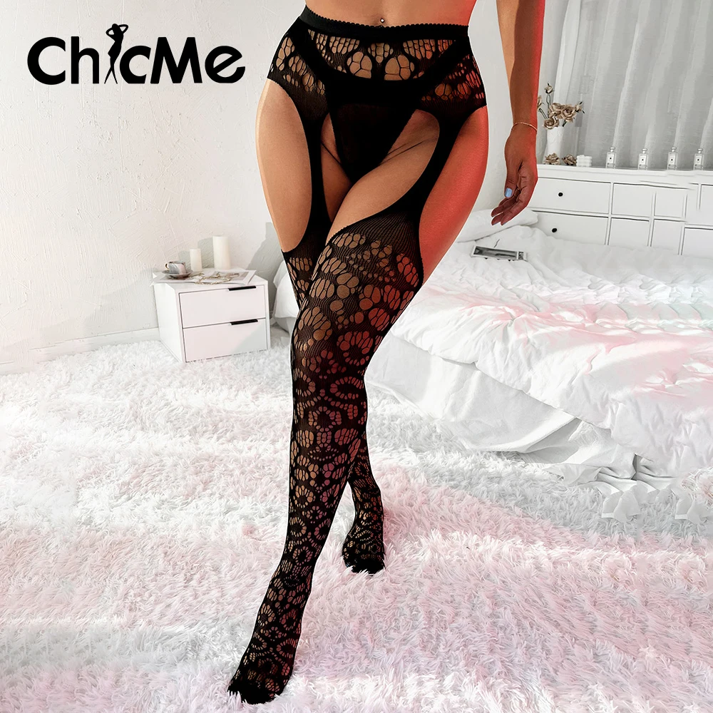 

Соблазнительные женские колготки Chicme, 1 пара, обтягивающие колготки с высокими подтяжками, кружевные колготки, домашние чулки