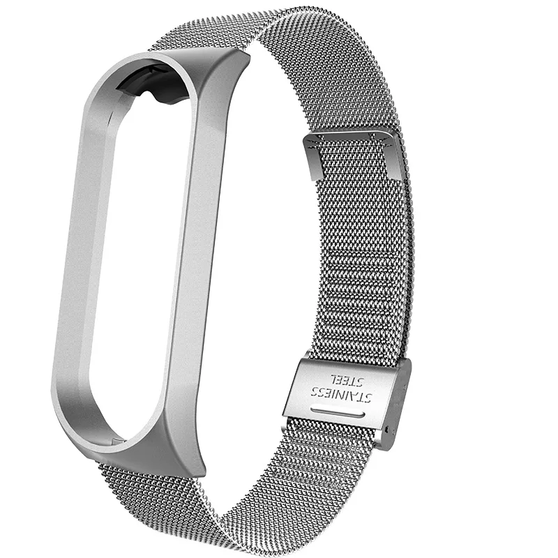 Для mi Band 4 3 ремешок на запястье металлический Безвинтовой из нержавеющей стали для Xiaomi mi Band 4 3 Ремешок Браслет mi band 4 3 напульсники Pulseira - Цвет: Серебристый