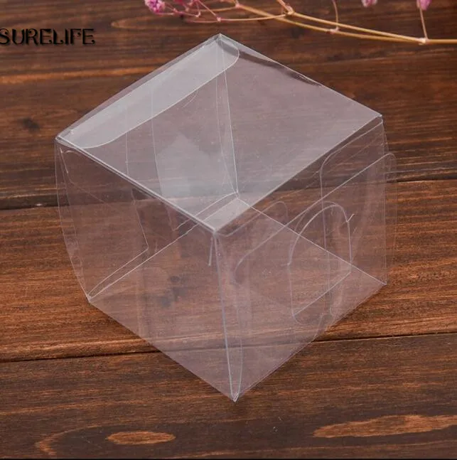 

50pcs Wedding Party Favors Boxes Clear PVC Wedding Favor Boxes Chocolate Candy boxes clear box quadrangle square
