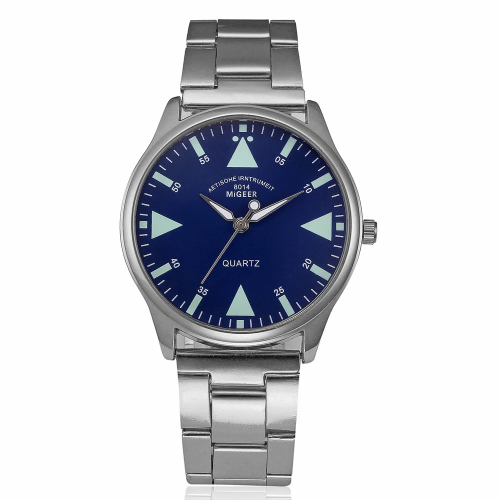 Модные Классические мужские часы серебристые кварцевые наручные из нержавеющей